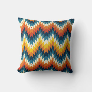 Colourful tribal ethnic seamless pattern cushion