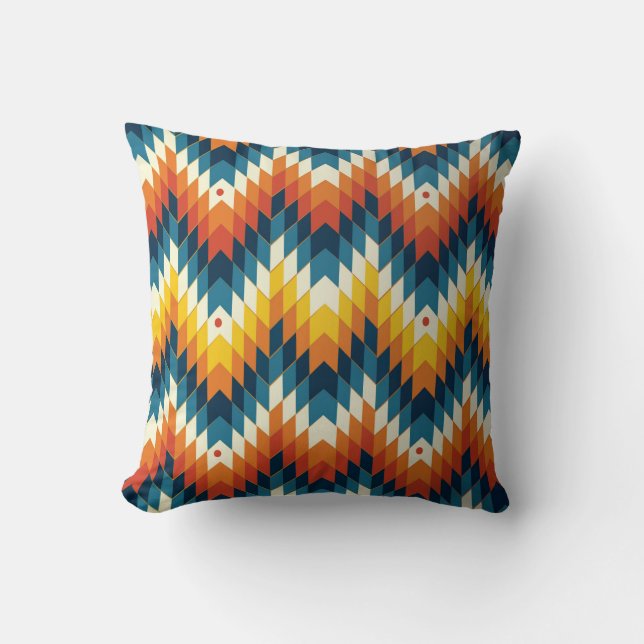 Colourful tribal ethnic seamless pattern cushion (Front)