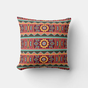 Colourful tribal ethnic seamless pattern cushion