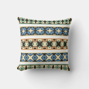 Colourful tribal ethnic seamless pattern cushion