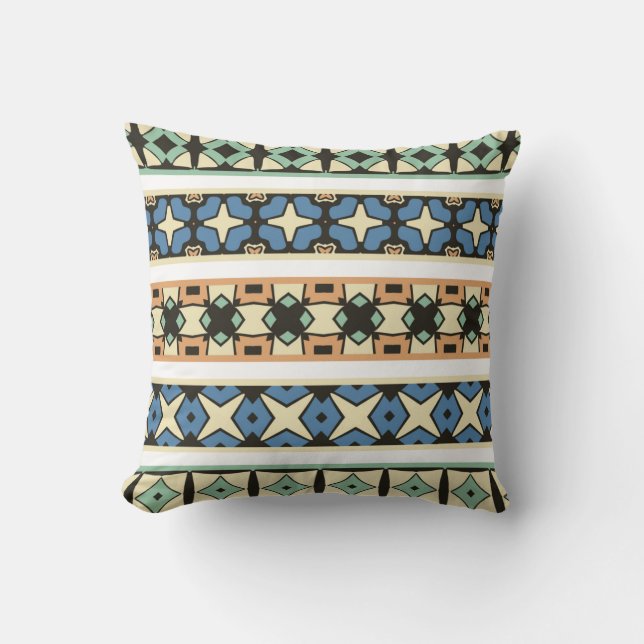 Colourful tribal ethnic seamless pattern cushion (Front)
