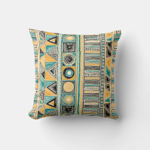 Colourful tribal ethnic seamless pattern cushion