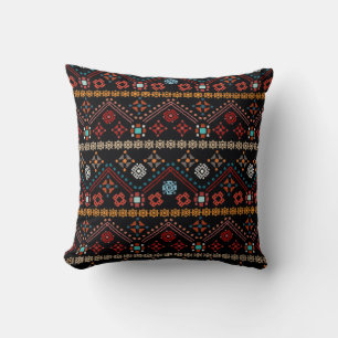 Colourful tribal ethnic seamless pattern cushion
