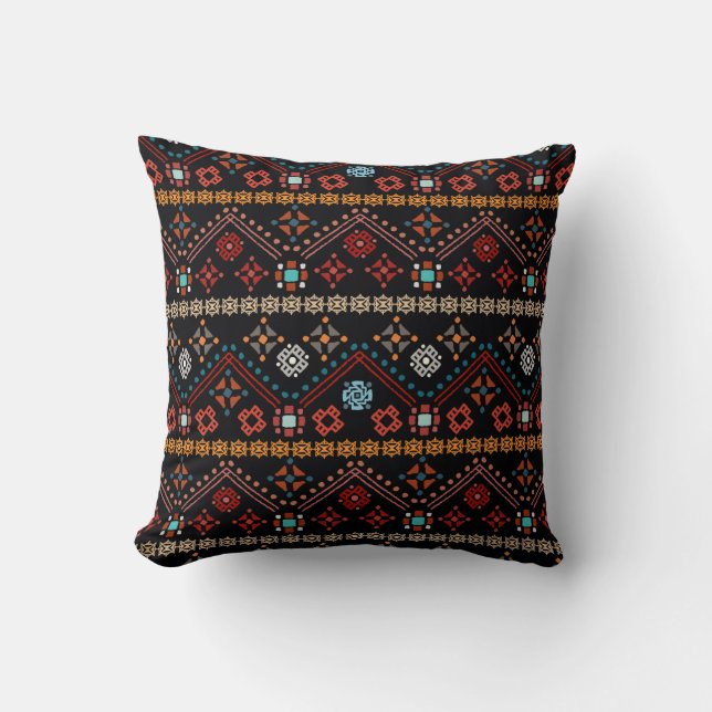 Colourful tribal ethnic seamless pattern cushion (Front)