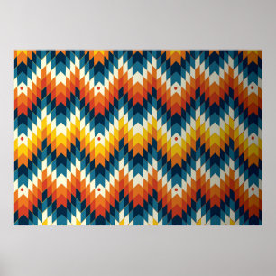 Colourful tribal ethnic seamless pattern poster