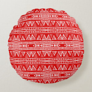 Colourful tribal ethnic seamless pattern round cushion