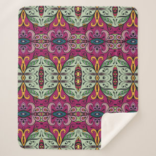 Colourful tribal ethnic seamless pattern sherpa blanket