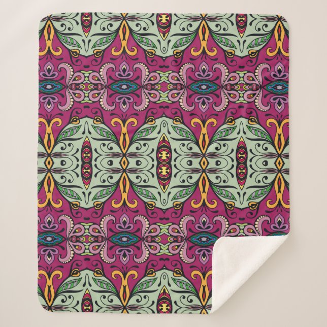 Colourful tribal ethnic seamless pattern sherpa blanket (Front)
