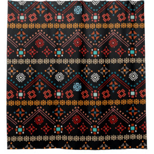 Colourful tribal ethnic seamless pattern shower curtain
