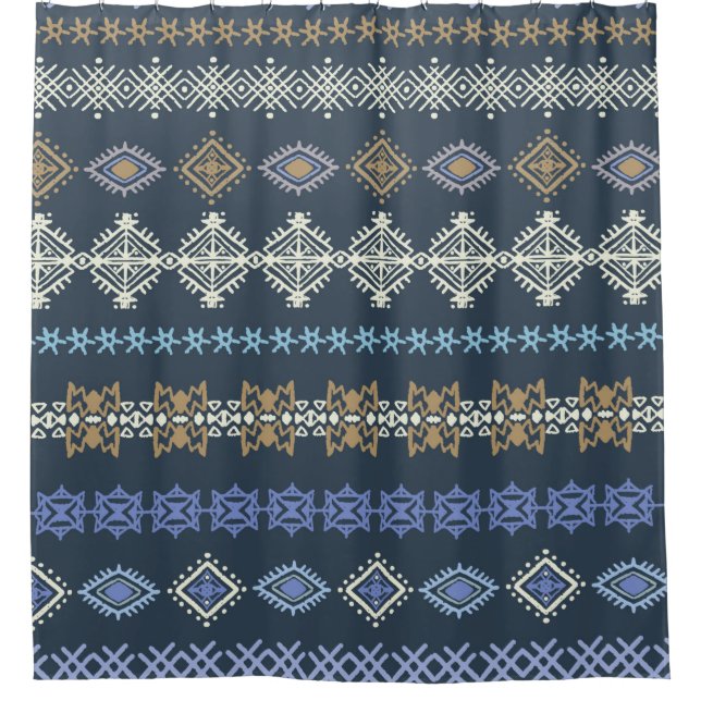 Colourful tribal ethnic seamless pattern shower curtain (Front)