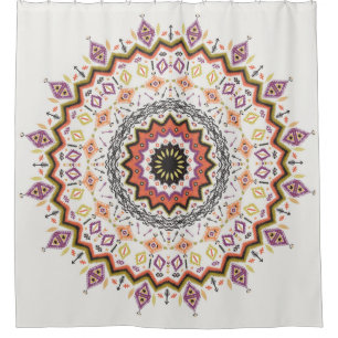 Colourful tribal ethnic seamless pattern shower curtain