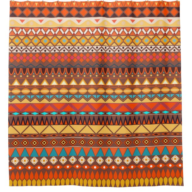 Colourful tribal ethnic seamless pattern. shower curtain (Front)