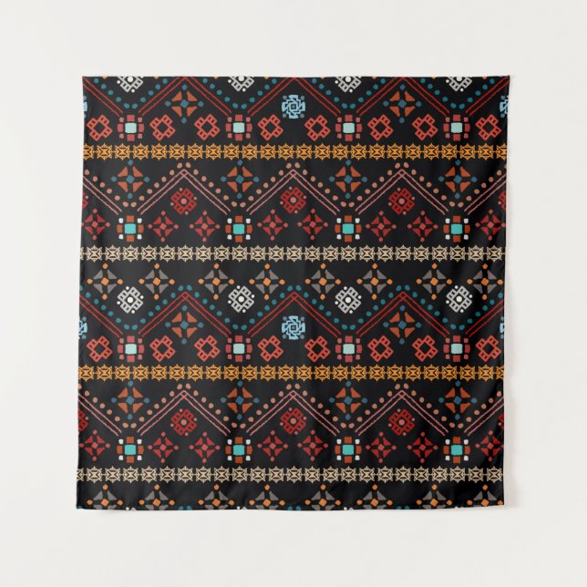 Colourful tribal ethnic seamless pattern tapestry (Front)