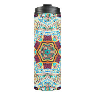 Colourful tribal ethnic seamless pattern thermal tumbler