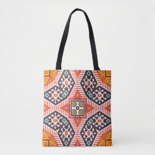 Colourful tribal ethnic seamless pattern tote bag