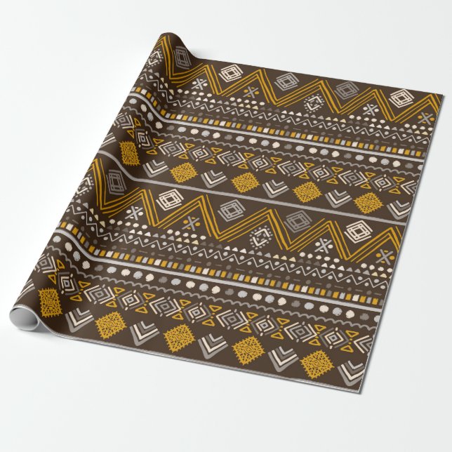 Colourful tribal ethnic seamless pattern wrapping paper (Unrolled)