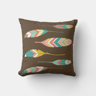 Colourful Tribal Feathers Outdoor Pillow