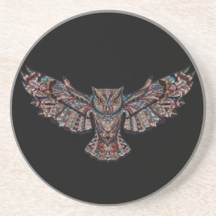 Colourful Tribal Flying Owl Coaster