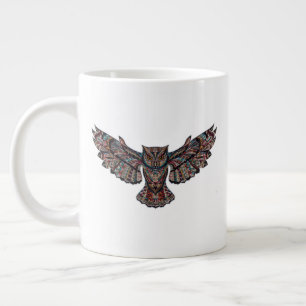Colourful Tribal Flying Owl Large Coffee Mug