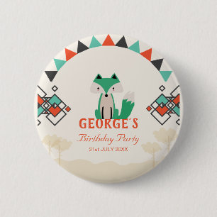Colourful Tribal Fox Geometric pattern Birthday 6 Cm Round Badge