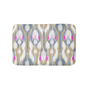 Colourful tribal geometric ikat pattern bath mat