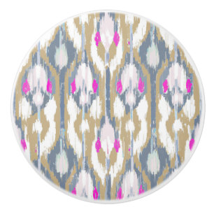 Colourful tribal geometric ikat pattern ceramic knob