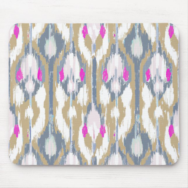 Colourful tribal geometric ikat pattern mouse mat (Front)