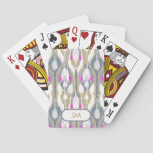 Colourful tribal geometric ikat pattern playing cards