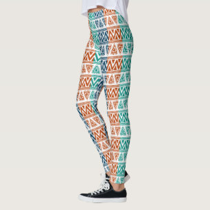 Colourful Tribal Geometric Pattern Leggings