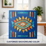 Colourful Tribal Mosaic Art Tile<br><div class="desc">Colourful Tribal Mosaic Art.
Customise background colour to fit your decor.</div>
