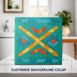 Colourful Tribal Mosaic Art Tile<br><div class="desc">Colourful Tribal Mosaic Art.
Customise background colour to fit your decor.</div>