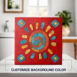 Colourful Tribal Mosaic Sun Tile<br><div class="desc">Colourful Tribal Mosaic Sun.
Customise background colour to fit your decor.</div>