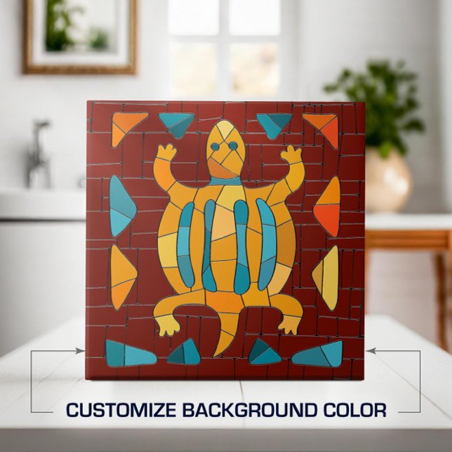 Colourful Tribal Mosaic Turtle Tile (Creator Uploaded)