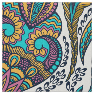 Colourful tribal paisley pattern fabric