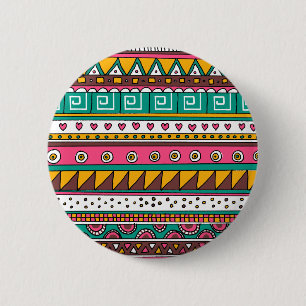 Colourful Tribal pattern 6 Cm Round Badge