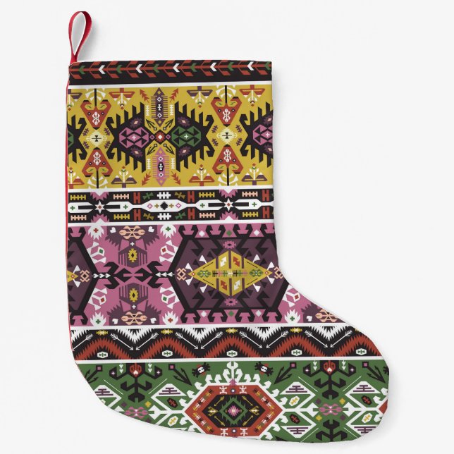Colourful tribal style, seamless pattern. small christmas stocking (Front)
