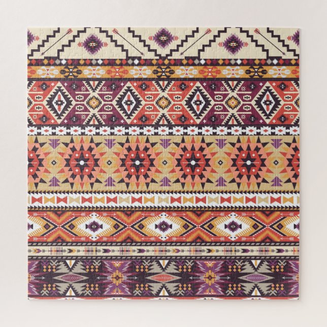 Colourful tribal style, vibrant seamless pattern. jigsaw puzzle (Vertical)