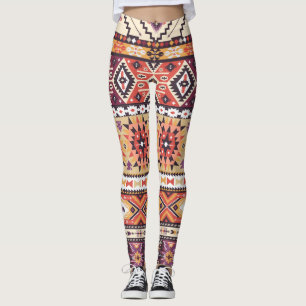 Colourful tribal style, vibrant seamless pattern. leggings