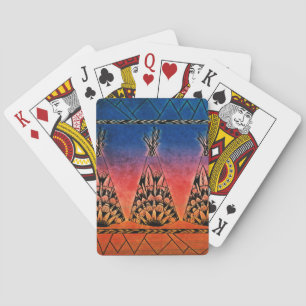 Colourful Tribal Teepees Art Boho Design Playing Cards