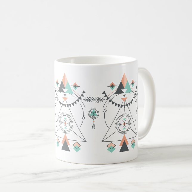 Colourful Tribal Totem Design Coffee Mug (Front Right)