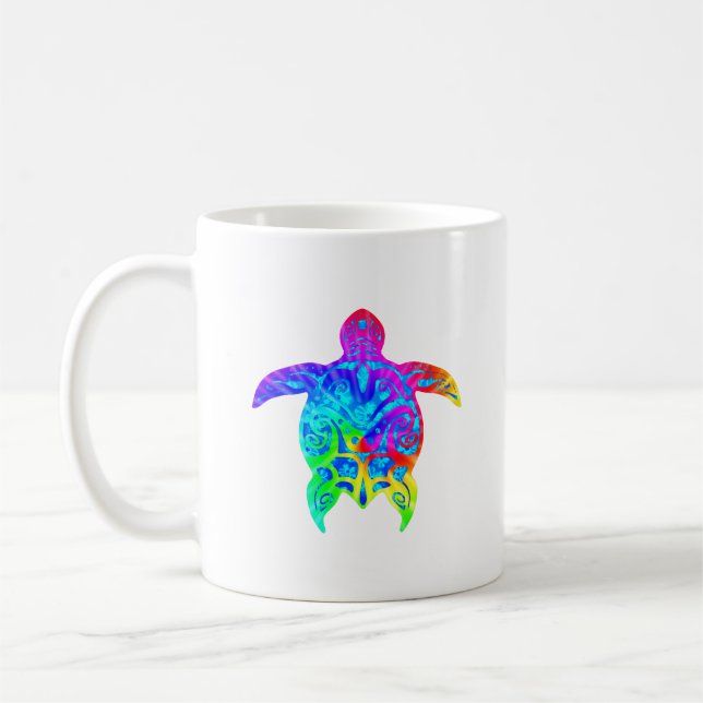 Colourful Tribal Turtle Coffee Mug (Left)