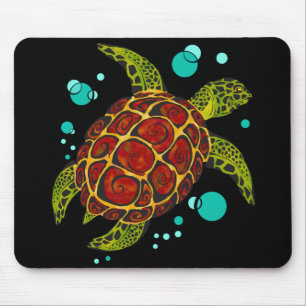 Colourful Tribal Turtle Tattoo Mouse Pad