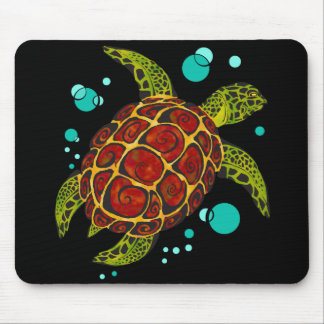 Colourful Tribal Turtle Tattoo Mouse Pad