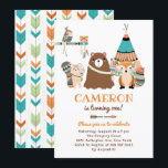 Colourful Tribal Woodland Friends Birthday Party Invitation<br><div class="desc">Colourful Tribal Woodland Friends Kids Birthday Party Invitation. Oh,  what an adventure! Celebrate with this customisable kids birthday party invitation. It features cute and colourful woodland animal friends with tribal accents. This woodland birthday invitation is fully customisable. Other colours and animal combinations are available.</div>