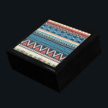 Colourful Tribal Zigzag Cross-Stitch Texture Gift Box<br><div class="desc">Colourful tribal aztec zigzag and geometric shapes pattern in blue red and white tone with cross-stitch texture look. Design is available e on other products and can be requested on any product offered by Zazzle.</div>