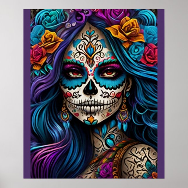 Colourful Tribute: Day of the Dead Makeup Artistry Poster (Front)