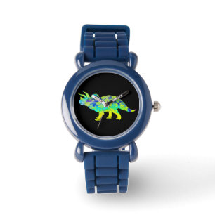 Colourful Triceratops Funky Jurassic Dinosaur Art Watch