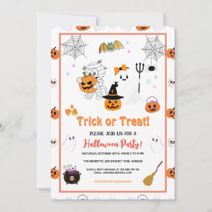 Colourful Trick Or Treat Kid's Halloween Party Invitation