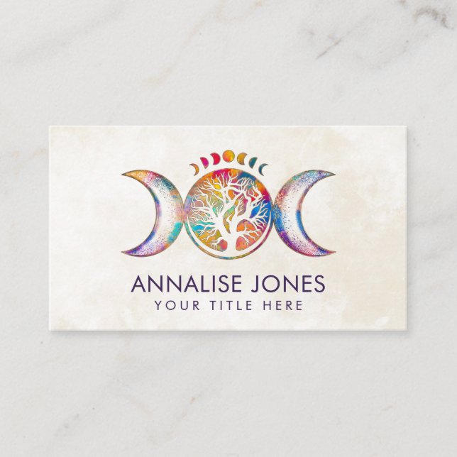 Colourful Triple Moon - Tree of life  Business Car Business Card (Front)