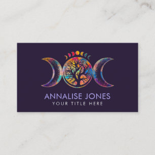 Colourful Triple Moon - Tree of life  Business Car Card